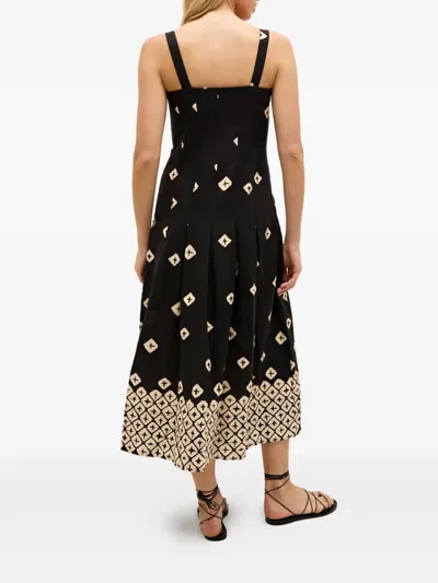 Marie Oliver Dixon Pleated Print Midi Dress In Blue