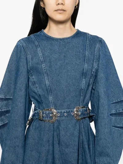 Marques' Almeida Panelled Belted Denim Mini Dress In Blue