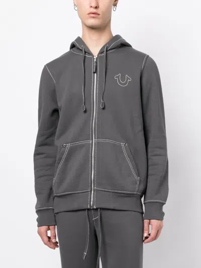 True Religion Big-t Zip Hoodie In Gray