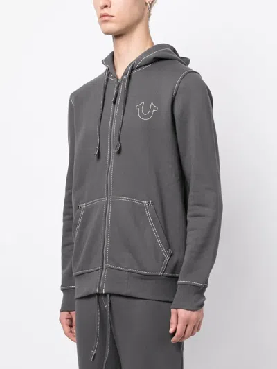True Religion Big-t Zip Hoodie In Gray