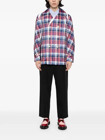 Comme Des Garçons Shirt Checked-print Blazer In Multi