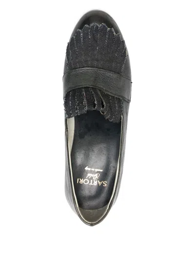 Sartori Gold 70mm Denim-detail Block-heel Loafers