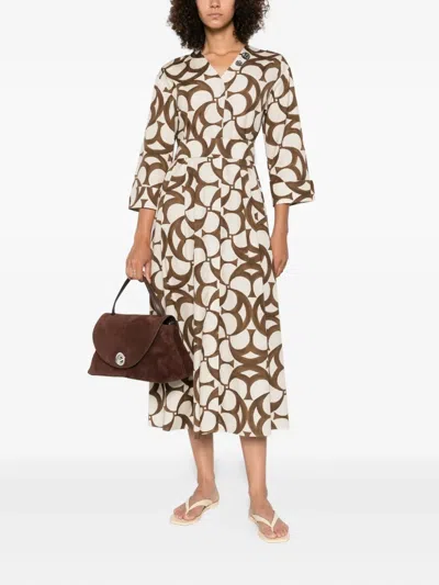 S Max Mara Alice Pleated Abstract-print Midi Dress
