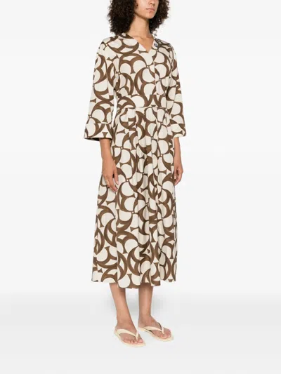 S Max Mara Alice Pleated Abstract-print Midi Dress