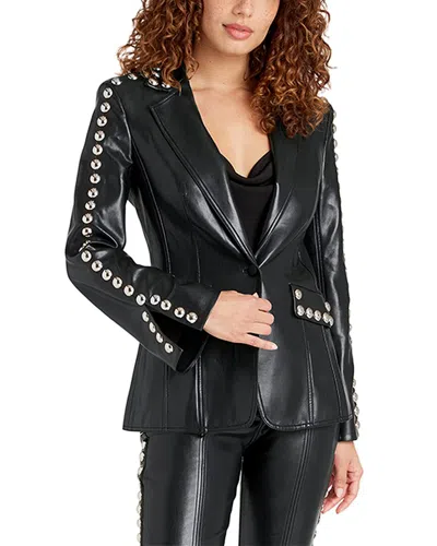 Cinq À Sept Milly Stud Detail Faux Leather Jacket In Black