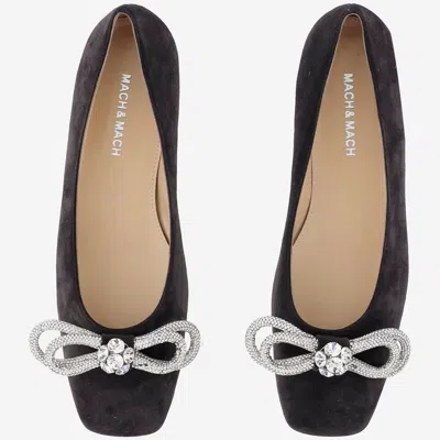 Mach &amp; Mach Suede Ballet Flats With Double Bow