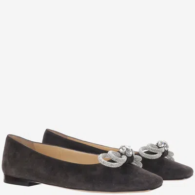 Mach &amp; Mach Suede Ballet Flats With Double Bow
