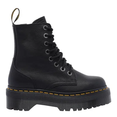 Dr. Martens Jadon Smooth Platform Lace-up Combat Boots In Black