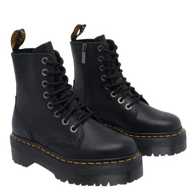 Dr. Martens Jadon Smooth Platform Lace-up Combat Boots In Black