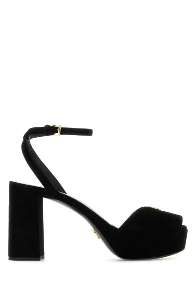 Prada Black Suede Sandals