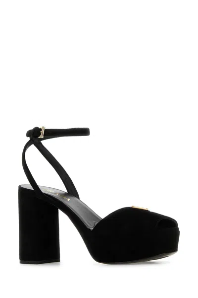 Prada Black Suede Sandals
