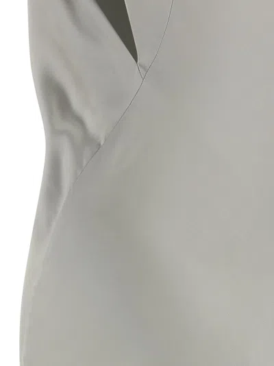 Alberta Ferretti Draped Satin Dress Asymmetric Neckline In Gray