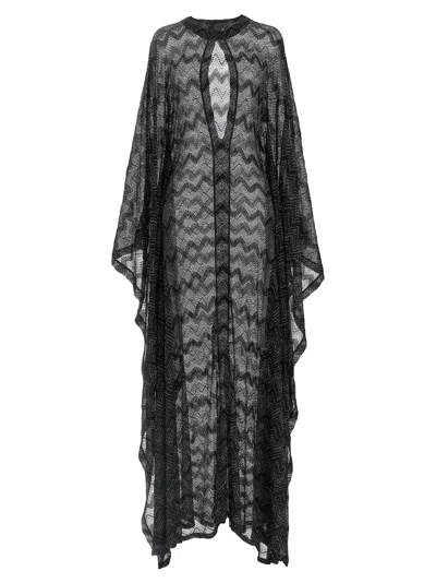 Missoni Zigzag Knit Dress Dresses Multicolor In Black