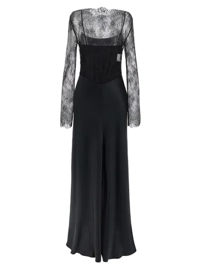 Alberta Ferretti Black Satin Long Dress