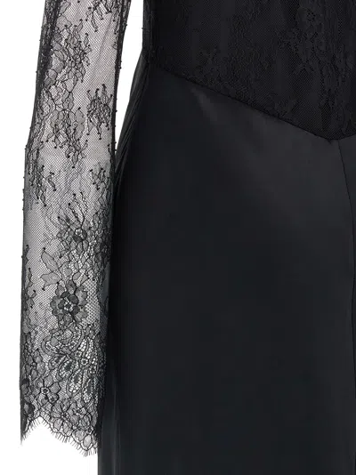 Alberta Ferretti Black Satin Long Dress
