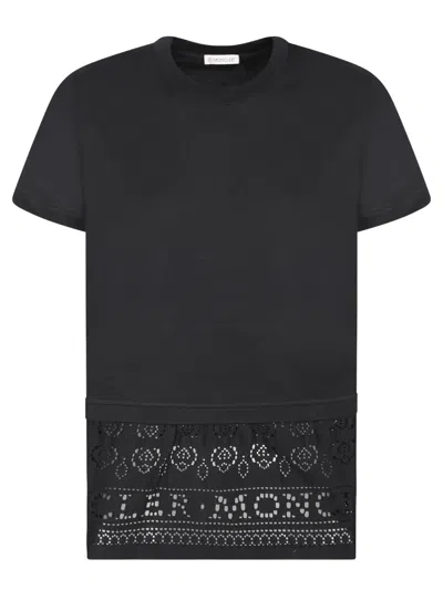 Moncler Black Lace Jersey T-shirt In Black