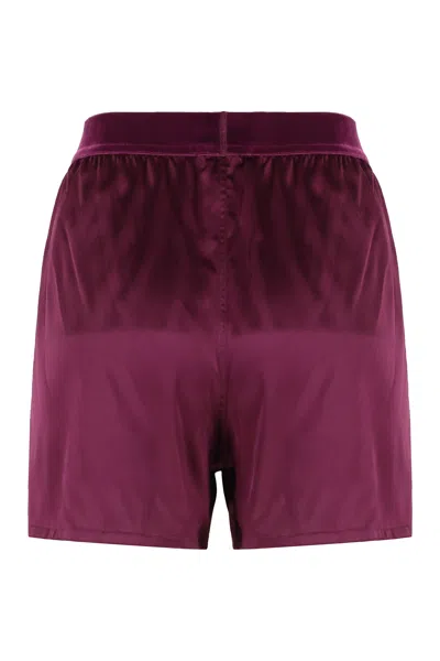 Tom Ford Silk Satin Short Pants In Burgundy