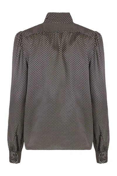 Tom Ford Polka-dot Silk Blouse In Black