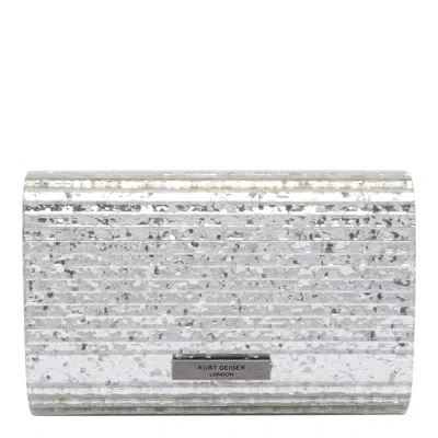 Kurt Geiger Embellished Chain Shoulder Bag In Silver