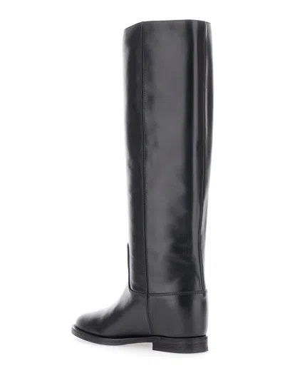 Via Roma 15 Knee-high Boots With Subtle V-gold Accent In Multi