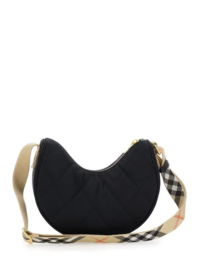 Burberry Curved Quilted Black Handbag With Gold-tone Hardware In Gray