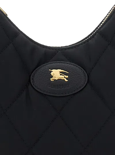 Burberry Curved Quilted Black Handbag With Gold-tone Hardware In Gray