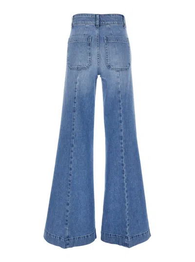 The Seafarer Jane Blue Trousers With Front Pockets And Washed Effect In Cotton Woman