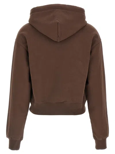 Jacquemus Drawstring Hood Gros-grain Hoodie In Brown