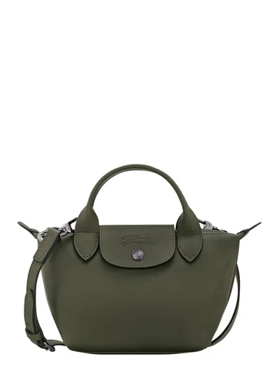Longchamp Le Pilage Xtra Green Handbag With Adjustable And Removable Shoulder Strap And Embossed Logo On The F