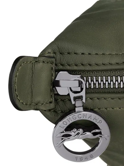 Longchamp Le Pilage Xtra Green Handbag With Adjustable And Removable Shoulder Strap And Embossed Logo On The F