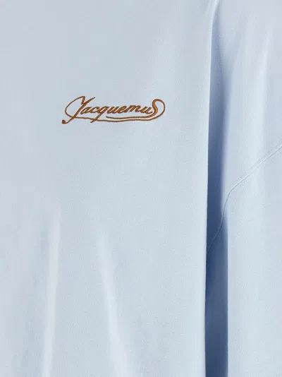 Jacquemus Le T-shirt Corto Logo-embroidered Cotton T-shirt In Blue