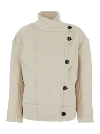 Isabel Marant Hanisgb Balloon-cut Wool-blend Jacket With High Collar In Neutral