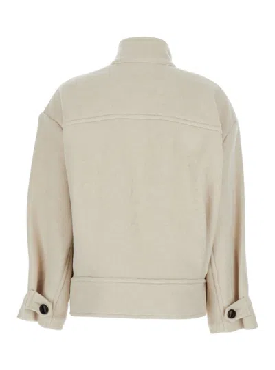 Isabel Marant Hanisgb Balloon-cut Wool-blend Jacket With High Collar In Neutral