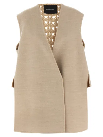 Fabiana Filippi Tricot Wool Vest Gilet Beige