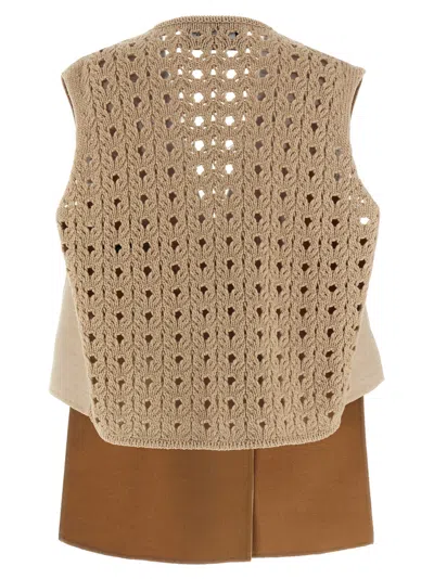Fabiana Filippi Tricot Wool Vest Gilet Beige