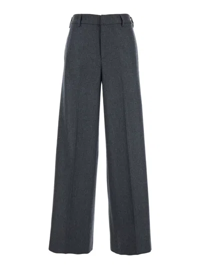 Pt Torino Lorenza Half Elasticated Belt Pants Wool And Cashmere Brusghed Flanel