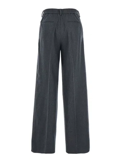 Pt Torino Lorenza Half Elasticated Belt Pants Wool And Cashmere Brusghed Flanel