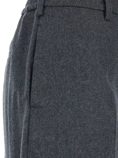 Pt Torino Lorenza Half Elasticated Belt Pants Wool And Cashmere Brusghed Flanel