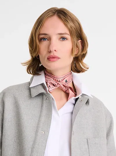 Longchamp Pink Printed Bandana Scarf In Pink