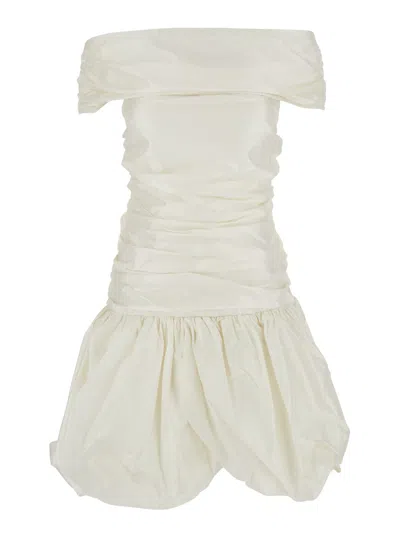 Rotate Birger Christensen Off Shoulder Mini Dress In White