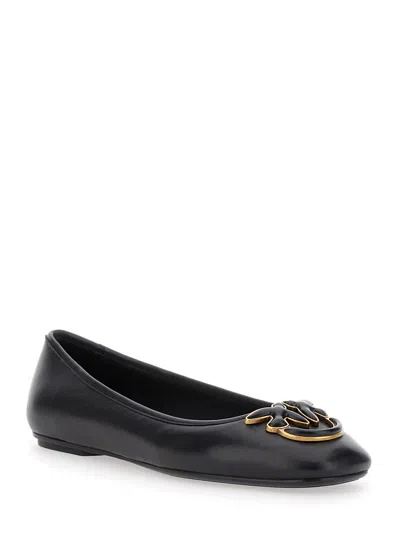 Pinko Logo-embellished Ballerina Flats In Black
