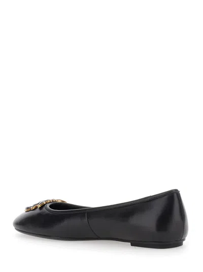 Pinko Logo-embellished Ballerina Flats In Black