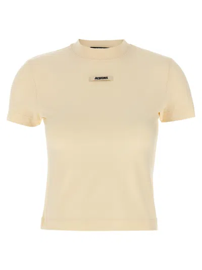 Jacquemus Gros Grain Crew Neck Cotton Blend Top In Neutral
