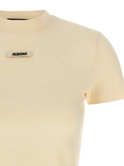 Jacquemus Gros Grain Crew Neck Cotton Blend Top In Neutral