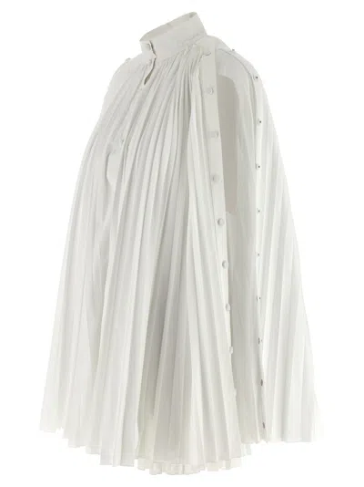 Giovanni Bedin Pleated Dress With Cape In White