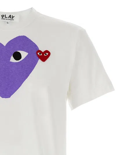 Comme Des Garçons Play Printed T-shirt And Logo Patch In White