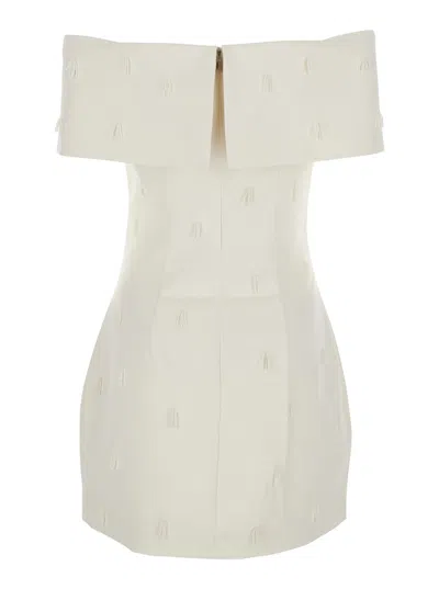 Rotate Birger Christensen Rotate Beaded Satin Mini Dress In White