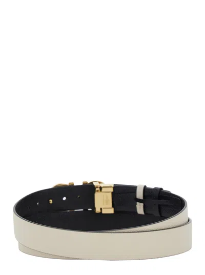 Ferragamo White Gancini Buckle Belt