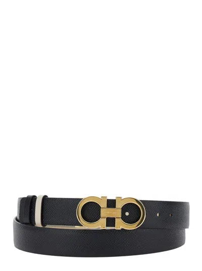 Ferragamo White Gancini Buckle Belt