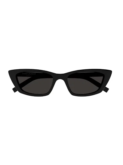 Saint Laurent Sleek Acetate Cat-eye Sunglasses In Black
